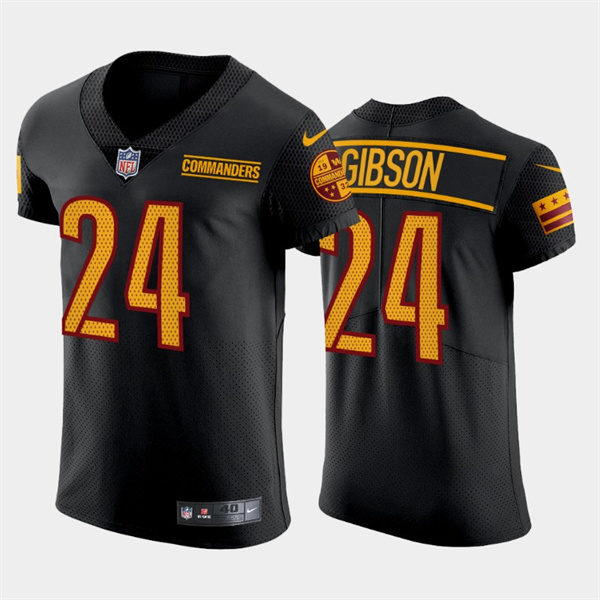 Men's Washington Commanders #24 Antonio Gibson Black Elite Stitched Jersey